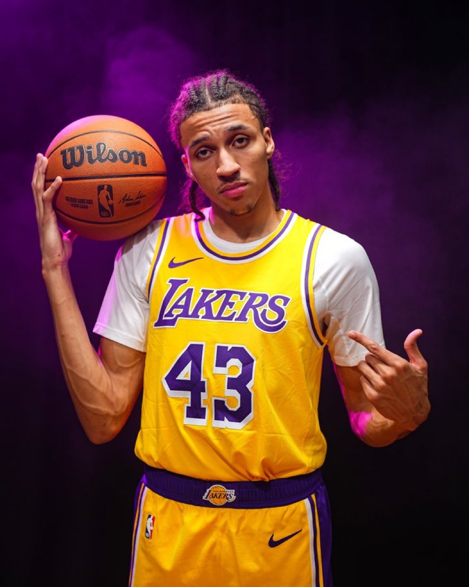 LALMuse's tweet photo. The first look at Cameron Carr in the Lakers jersey at the NBA Rookie Photoshoot 🔥 

(Via: @NBADraft) https://t.co/VOJjiObMrq