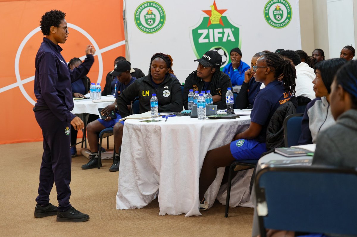 mightywarriorzw's tweet photo. Empowering women to lead from the touchline.

The CAF C Licence Coaching Course for women is underway at ZIFA Village, equipping aspiring coaches with the skills and qualifications to shape  women's football in Zimbabwe.

#ZIFA #CAFCLicence #WomenInFootball #CoachEducation https://t.co/MD1huT4tWf