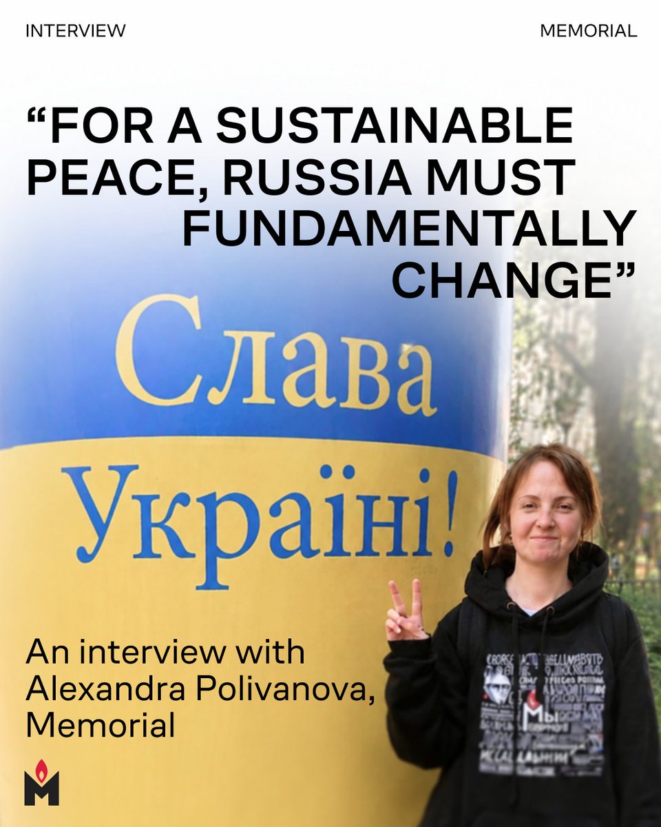 EnMemorial's tweet photo. Many people know Memorial for documenting the crimes of the Soviet past. But what does that work have to do with Russia’s war against Ukraine today?

In this interview, Memorial human rights activist Alexandra Polivanova reflects on why understanding the past is essential to understanding Russia today. She discusses the destruction of Memorial inside Russia, the links between memory and authoritarianism, the role of civil society during wartime, and why, in her view, a lasting peace requires more than ending the fighting.

Swipe through 9 key insights from the conversation.
Interview by Clara Sandgren.

You can read the full issue of New Eastern Europe  — Issue 4/2026: Fragility of Peace — at https://t.co/QyprlcmJiU