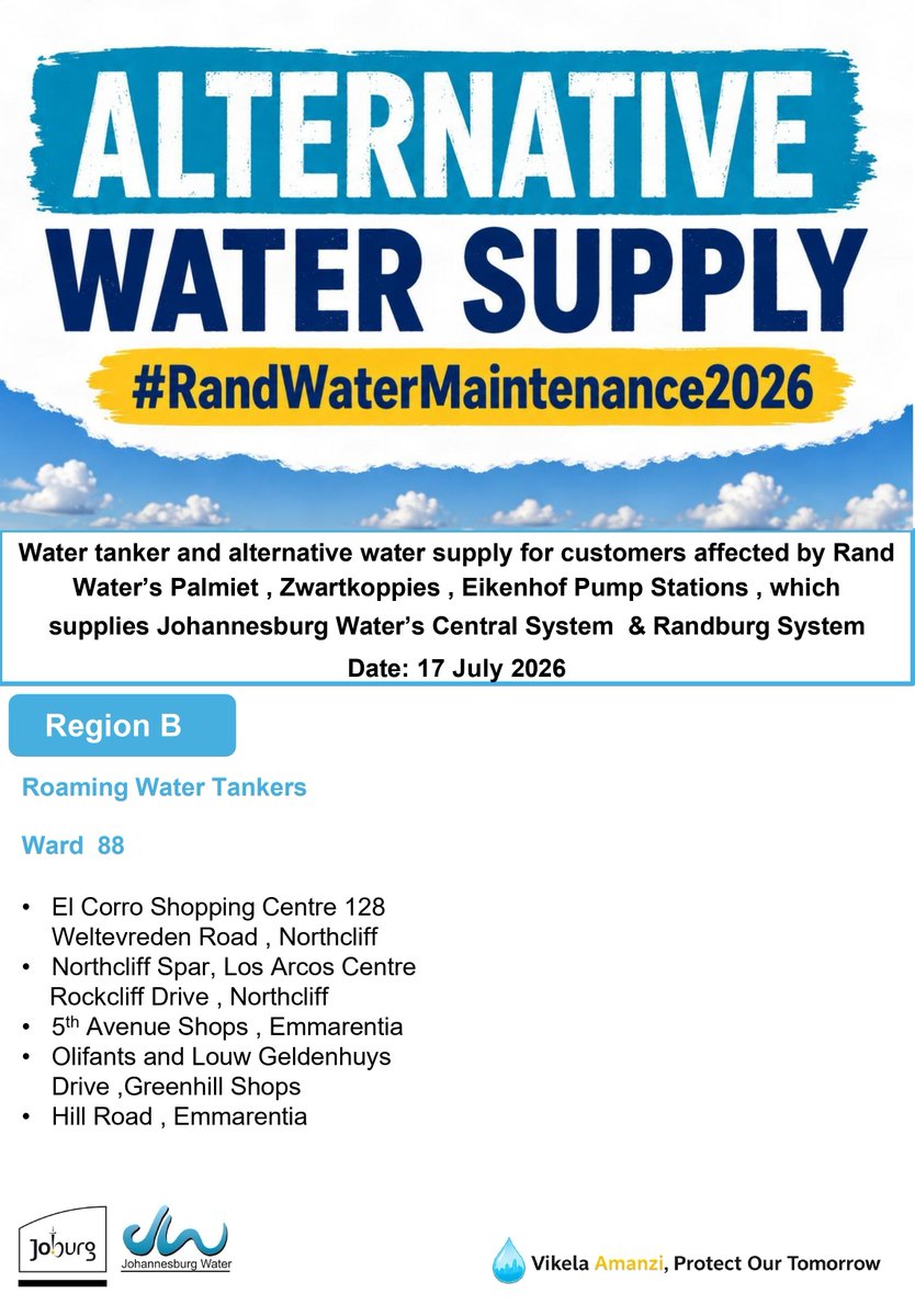 Official Johannesburg Water notice