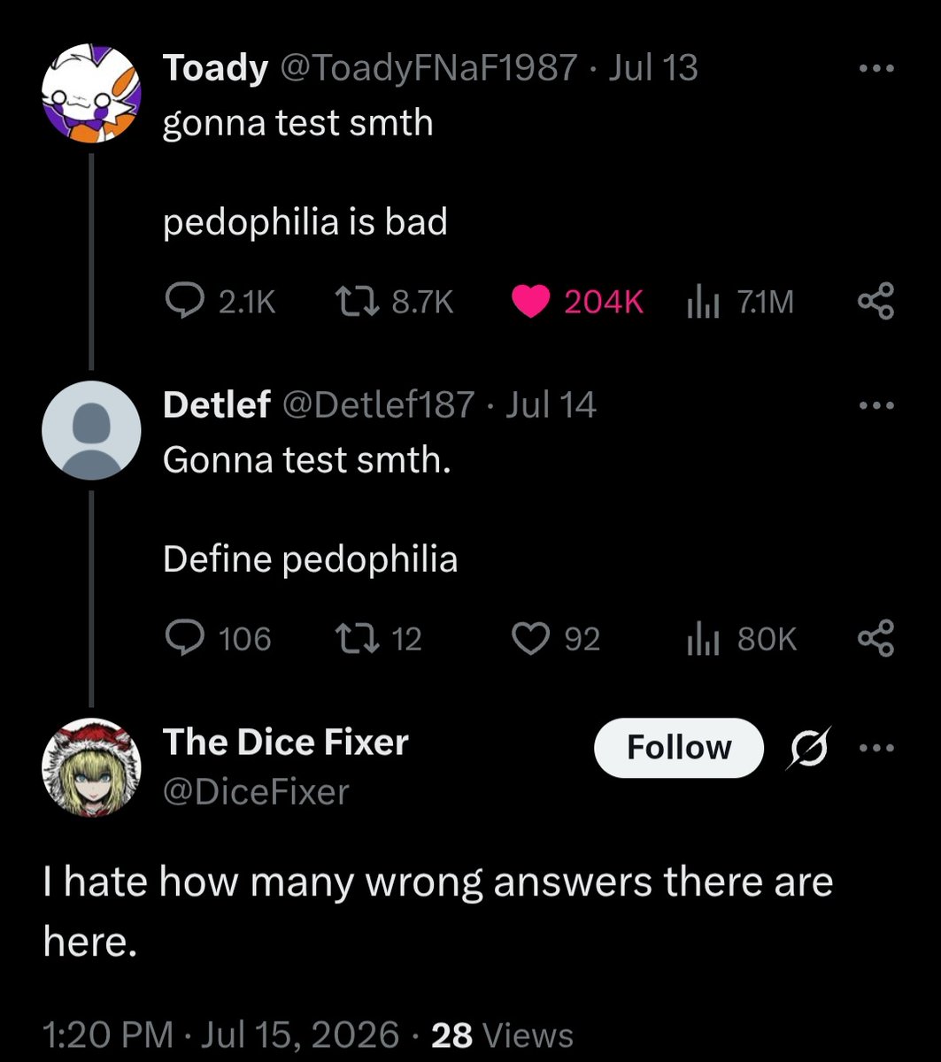 xpawsiez's tweet photo. @BasicVit @DiceFixer @kibawoo Yes please report every post that says something inappropriate about children that he says https://t.co/AHxCZ2uuWs