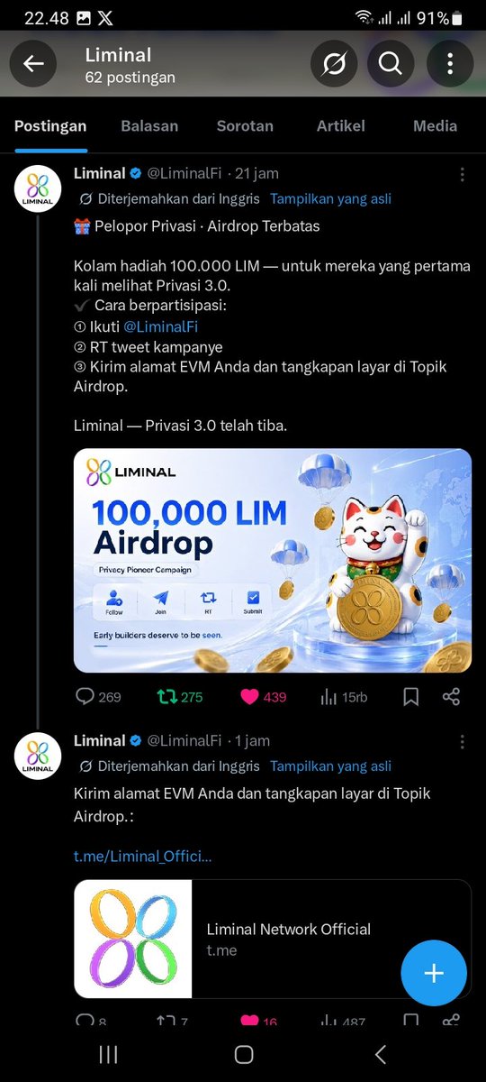 Botaktolol83's tweet photo. @LiminalFi Done all task ✅️

0x44a3d1094ee619c8bfb25bfd40Ba108EeAfaFdB0 https://t.co/jnEisCiZtF