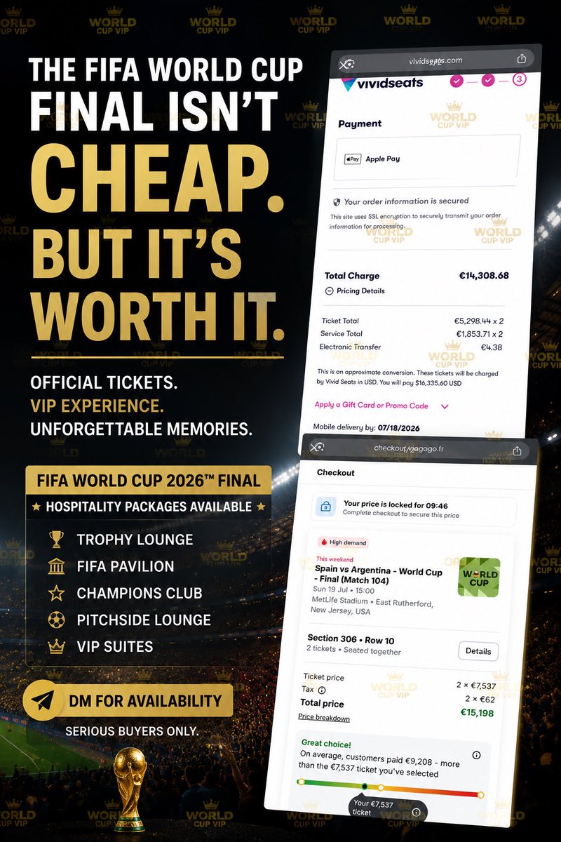 BoletExpress's tweet photo. The FIFA World Cup Final. No second chances
Dm for availability 
#wts #fifaworld #Spain vs #argentina https://t.co/jPs4O66aI3