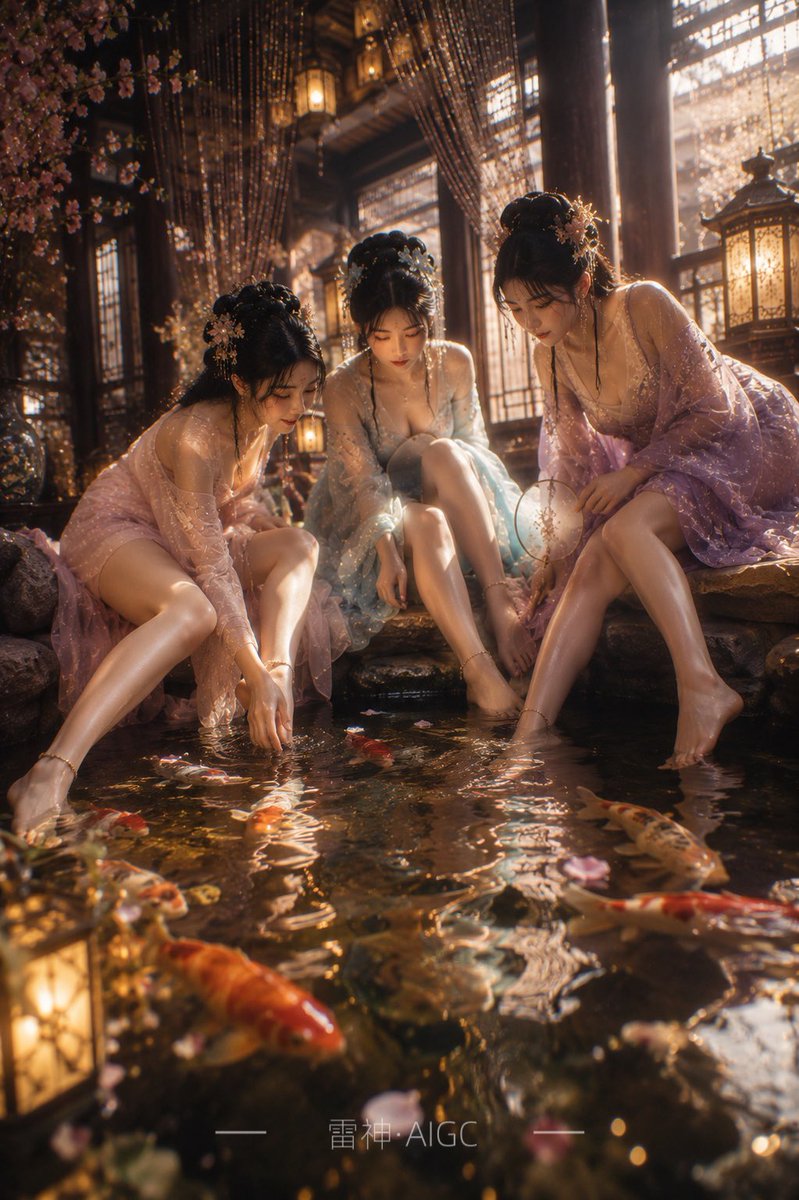 79mabest's tweet photo. 采莲，焚香，对弈，赏鱼！做了个旖梦华影生图插件，可以自选，也可以随机组合场景，服饰，道具 https://t.co/wFCS14vjtd