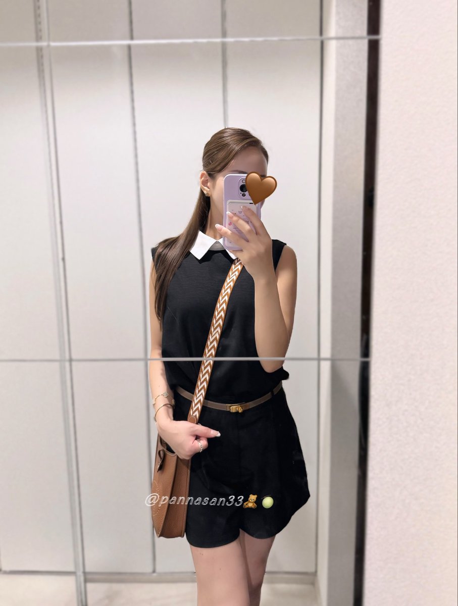 襟付き大好きでsheinのコレ、長袖もノースリーブも持ってる(/ ＞ ̫