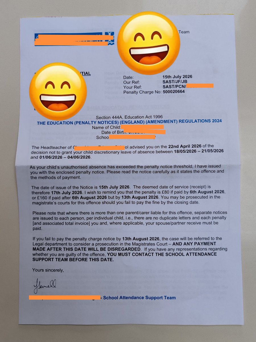 MazzaInvests's tweet photo. Love the UK, sending us fines for going on holidays (first time since our daughter started school), and threatening us like we're criminals.

I recogn we'd probably be better off selling drugs or rob stuff. Wouldn't even get a tap on the fingers.

Have you ever been fined? https://t.co/7gQESvdITO