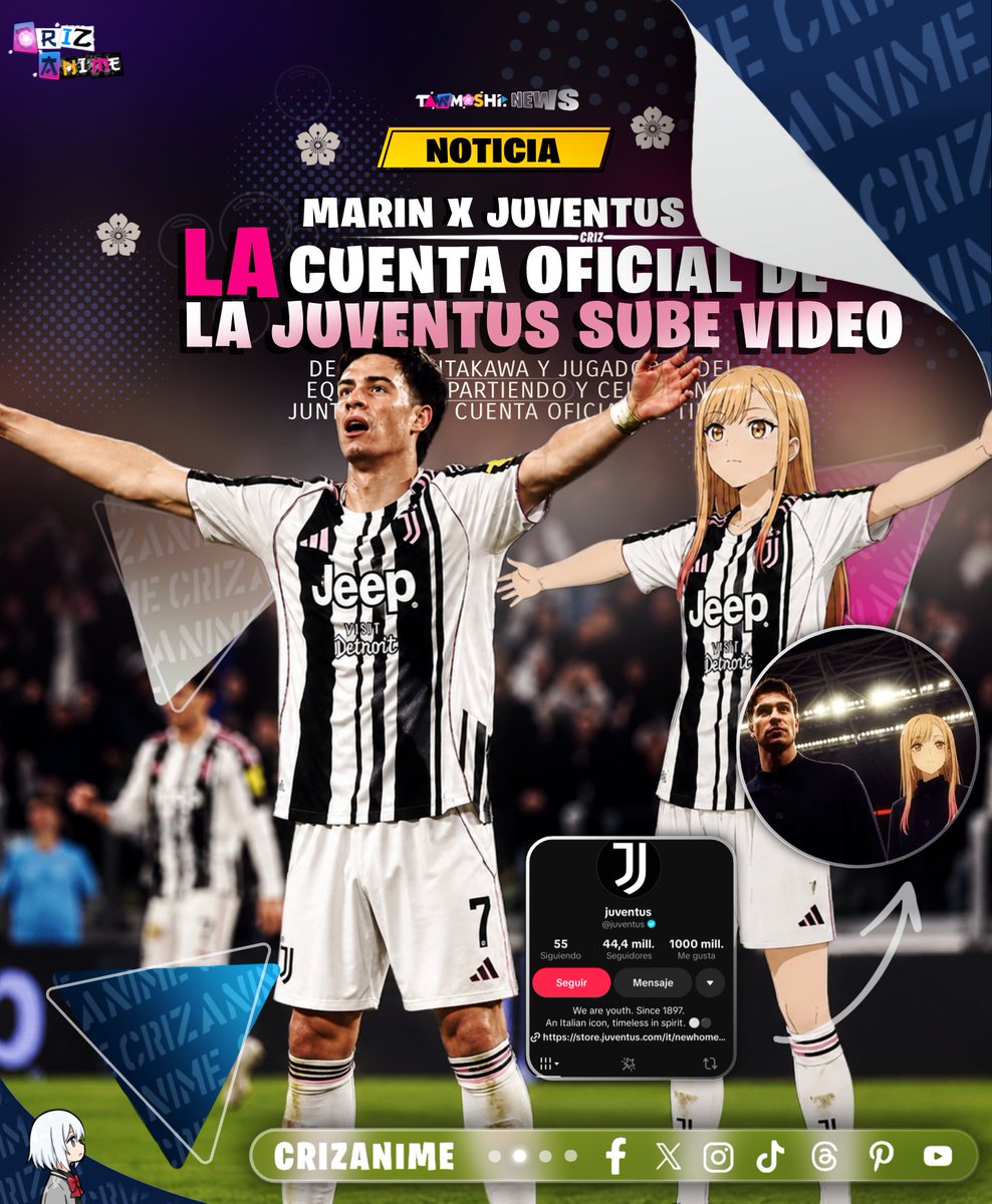 CRIZanime's tweet photo. Marin x la Juventus ✨️
La cuenta oficial de el equipo de Fútbol La juventus ha publicado un video de marin kitakawa selebrando y compartiendo con los jugadores.

El Fútbol y el mundo cada vez mas otaku.
.
.
#Criz #goldenwaifu https://t.co/dsqW87PeGX