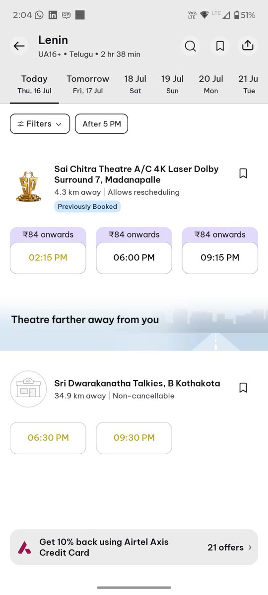 imranbashak4's tweet photo. @AkhilAkkineni8 @iamnagarjuna @vamsi84 @AnnapurnaStdios @SitharaEnts #Lenin day 7 second (Night) show House full💥, first three shows more than 85% full in #Madanapalle...Tremendous hold

#BlockbusterLENIN
@AkhilAkkineni8 #BhagyashriBorse @iamnagarjuna @vamsi84 @AnnapurnaStdios #ManamEnterprisesLLP @SitharaEnts

#Nagarajuna
#Nagachaitanya
#Akhil https://t.co/LZoMoCFv13