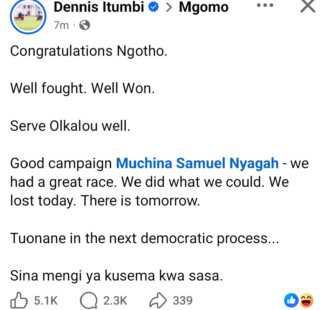 georgediano's tweet photo. Dennis Itumbi has conceded defeat even though 50% of the total votes are yet to be counted. https://t.co/8MIuvKLbDl