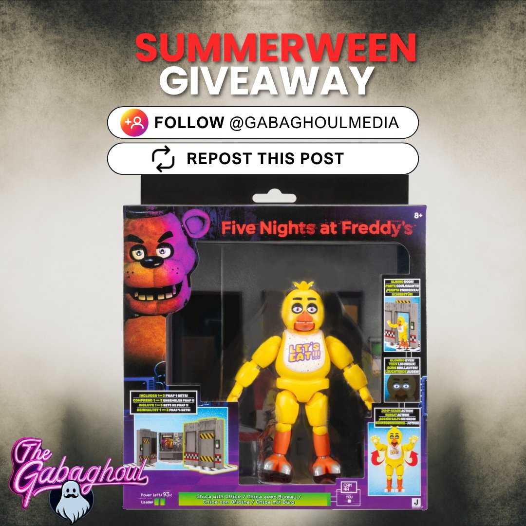 GabaghoulMedia's tweet photo. 🚨GIVEAWAY TIME!
Win a sold out Five Nights at Freddy's Chica (FNAF) Office Set - Articulated Figure

How to Enter:
-Follow @GabaghoulMedia 
-Repost This Post

Giveaway ends Sunday, August 30th at 11:59pm!