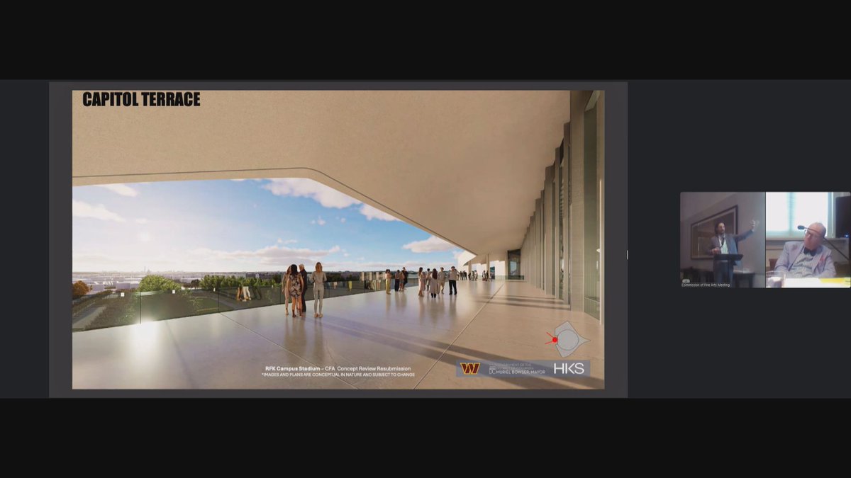 EricFlackTV's tweet photo. More Commanders Stadium notes:

*New 3D flyover gives 360 perspective 

*West entrance now includes balcony views of U.S. Capitol, Washington Monument. Designer called it "Capitol Club" balcony, likely meaning premium ticketholders

*New rendering of Festival Plaza with mixed use https://t.co/43Ll5fXbR4