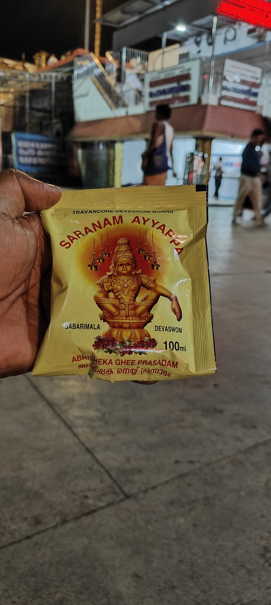 Indian88Rajesh's tweet photo. Today, 16 July 2026, I visited the Sabarimala Ayyappa Temple. The temple reopened at 5:00 PM after remaining closed for one month.
I purchased an Abhisheka Ghee packet from the Travancore Devaswom Board counter. https://t.co/fTK5Ie89pv