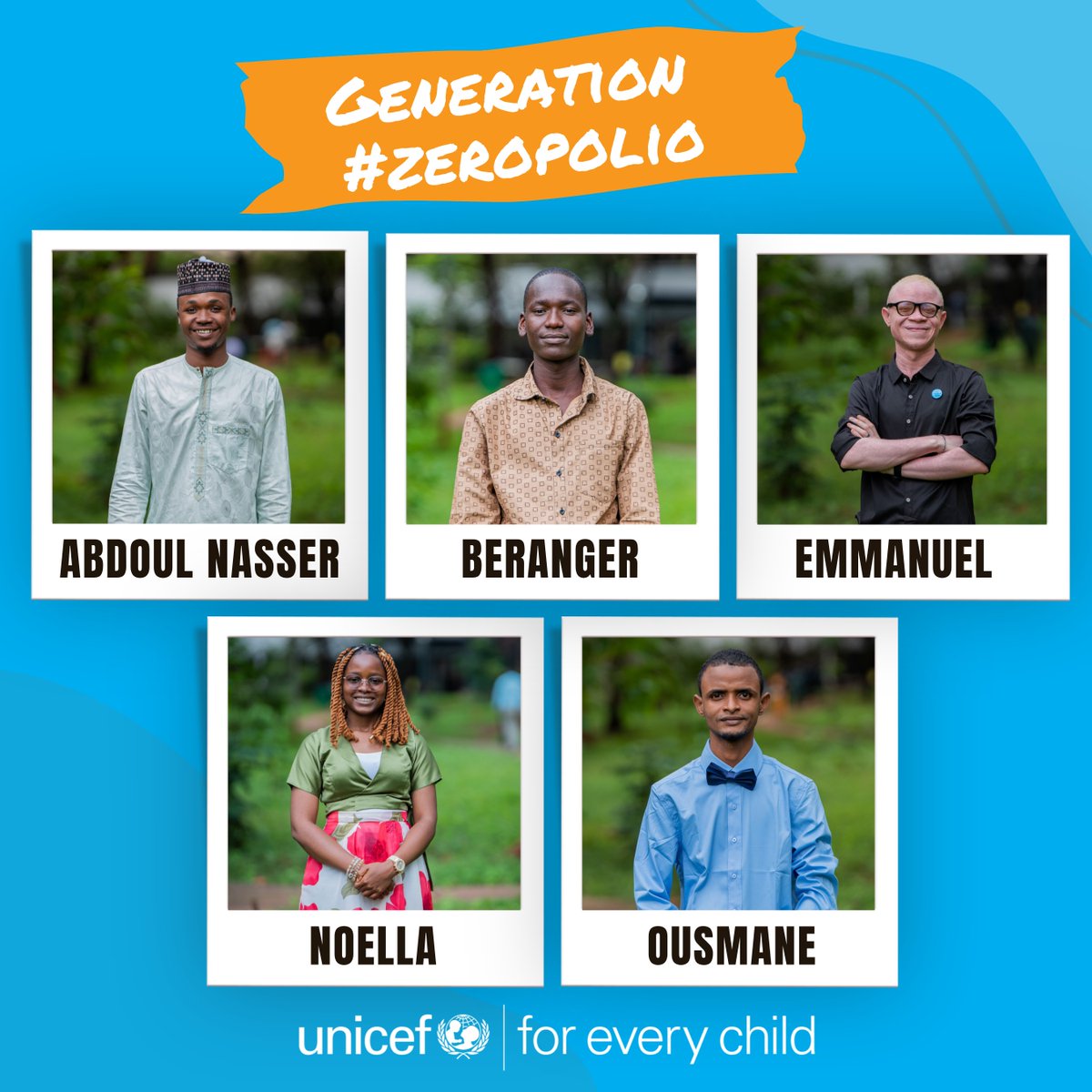 UNICEFAfrica's tweet photo. Five young voices.
Five countries.
One shared goal.
🎯 A polio-free future #ForEveryChild in West and Central Africa.
Learn more about the Generation #ZeroPolio youth network: https://t.co/xePYNmng7P https://t.co/Lo43JBn4Sl