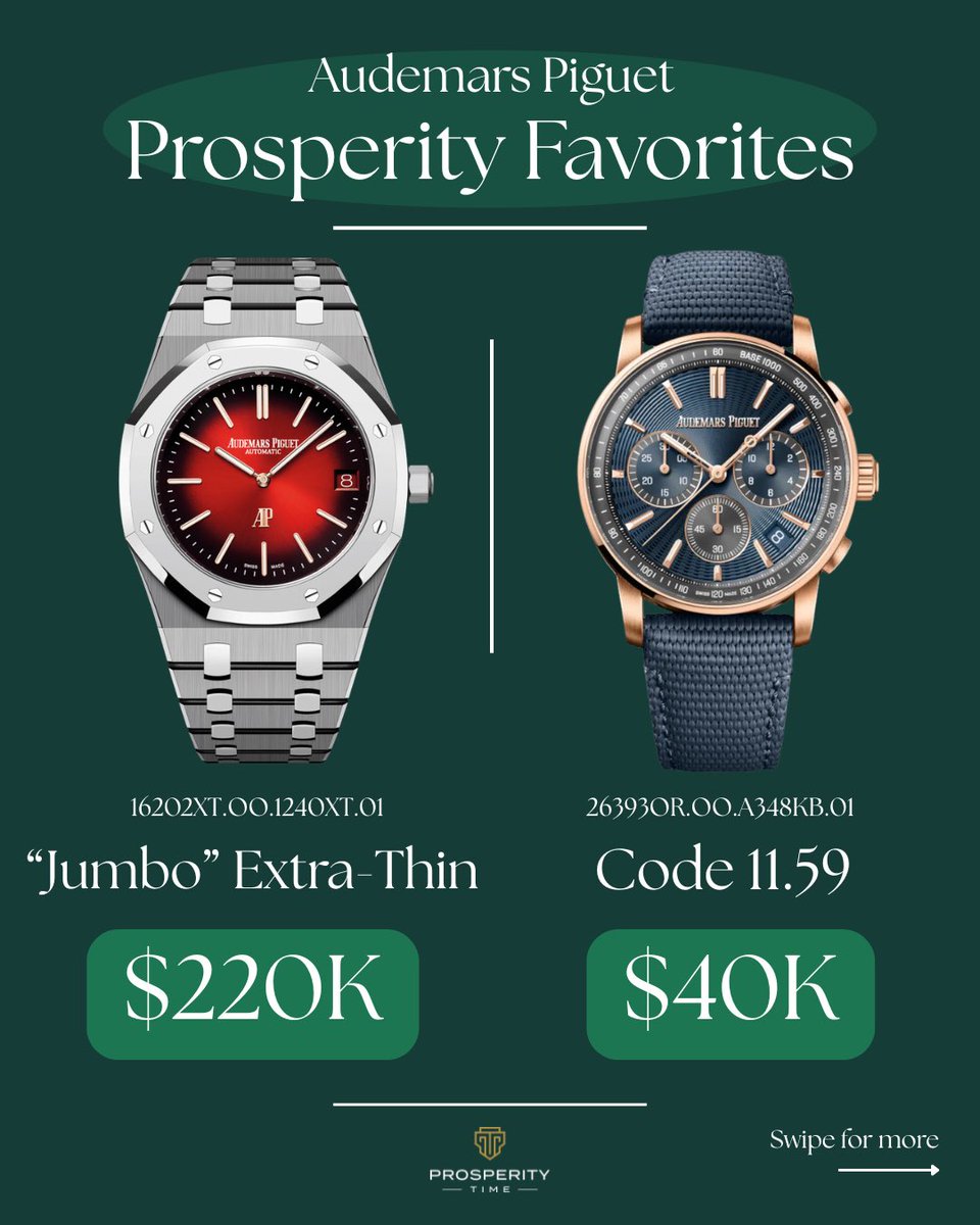 ProsperityTime_'s tweet photo. A few of our favorite AP models. Every reference worth knowing. 

Swipe through. https://t.co/HjjFqihbHq