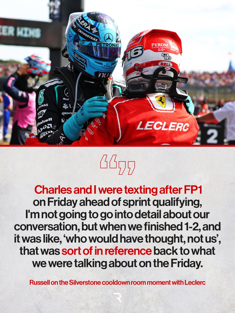 leclercsletters's tweet photo. help 😭😭 george explained that him and charles were texting after fp1 and that's why they were saying "who would've thought?" after the race https://t.co/MsaZogc4yj