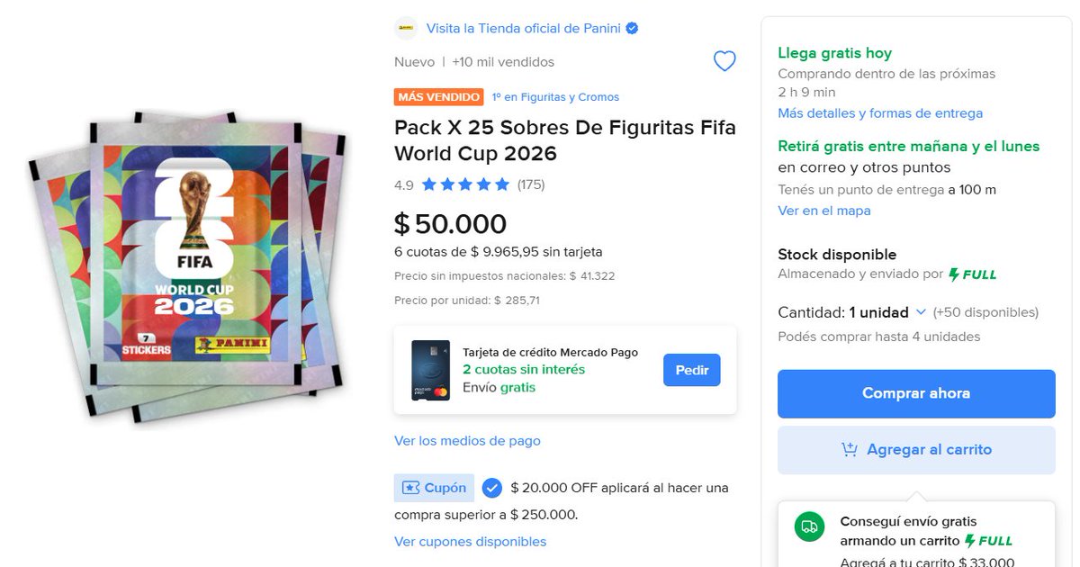 AhorrandoAndoAr's tweet photo. YAAAAAA 🚨🚨🚨

TIENDA OFICIAL PANINI 

Pack 25 sobres de figuritas a $50.000

https://t.co/0S4vcR0P3z https://t.co/PhieedE3OE