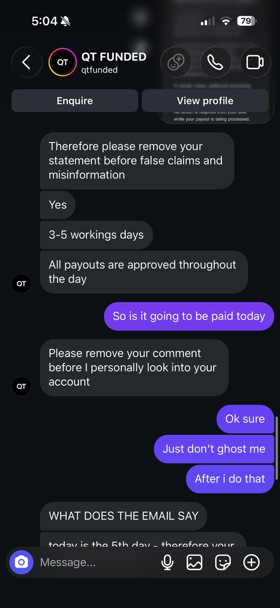 LivelyGame34799's tweet photo. Only if you are speaking in their favour even if its a lie then they will pay you otherwise they will take your hard earned money and not pay you and put it in false marketing
they will say breach of tos 
@QtFunded should change their name to disappointmentfunded https://t.co/1L7ypDuTcy