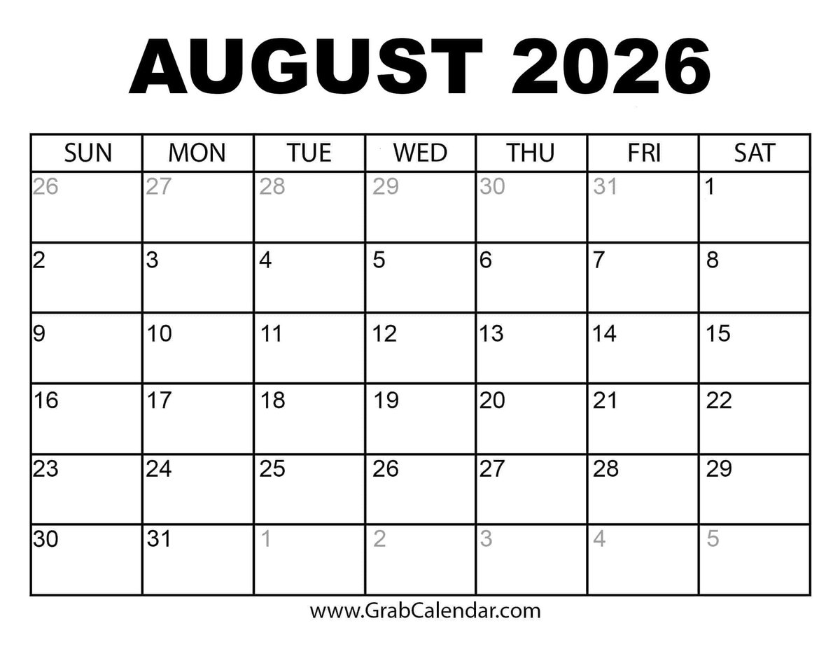CalendarGrab's tweet photo. 📅 August 2026 Printable Calendars are here!

Free, clean, and easy to print—perfect for vacations, back-to-school planning, work, and everyday organization.

Download:
https://t.co/8vjMGaycuJ
#August2026 #Calendar #Productivity https://t.co/A7Xt66O9G1