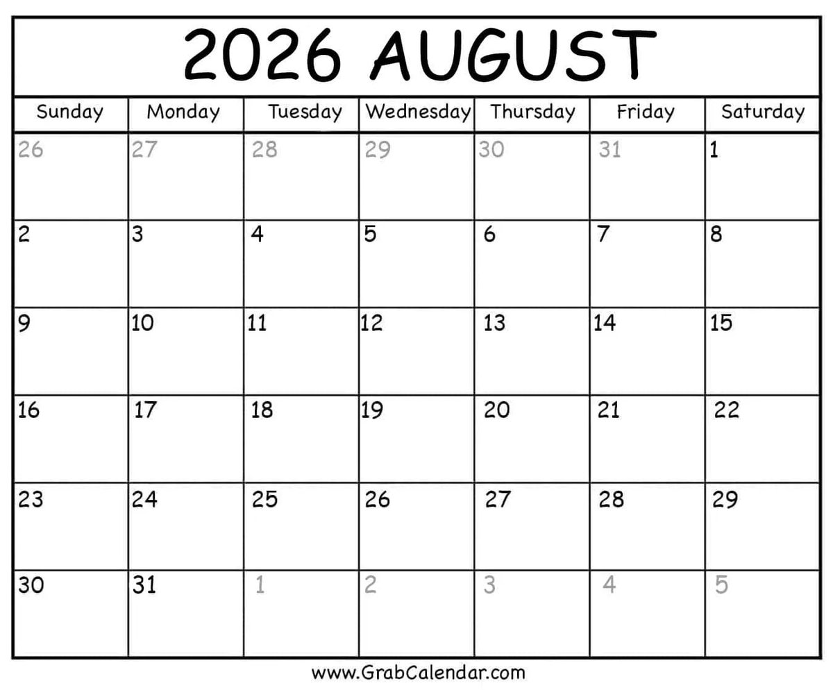 CalendarGrab's tweet photo. 📅 August 2026 Printable Calendars are here!

Free, clean, and easy to print—perfect for vacations, back-to-school planning, work, and everyday organization.

Download:
https://t.co/8vjMGaycuJ
#August2026 #Calendar #Productivity https://t.co/A7Xt66O9G1