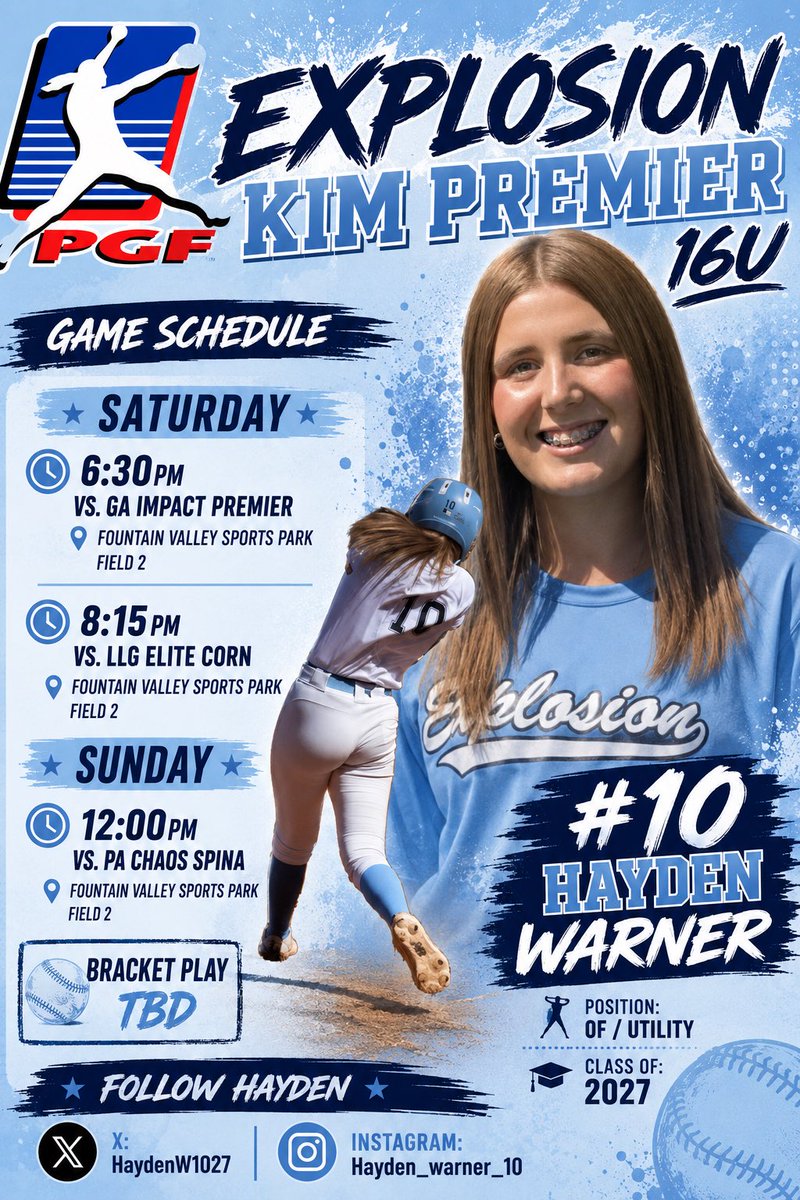 HaydenW1027's tweet photo. @CoachMary_Brown @BrownU_Softball Safe travels ! I would love to see you this week in Huntington Beach / Fountain valley ! 
Uncommitted 2027 https://t.co/R9cl1Czxu2