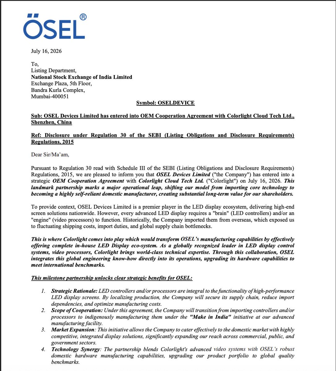 bansalabhishek5's tweet photo. The likes of Osel Devices, Highness Microelectronics & "other mere assemblers/traders/importers" are making gradual inroads deeper into the EMS value chain, one step and 1 component at a time :D.
#electronicmanufacturing #oseldevice #highness #makeinindia