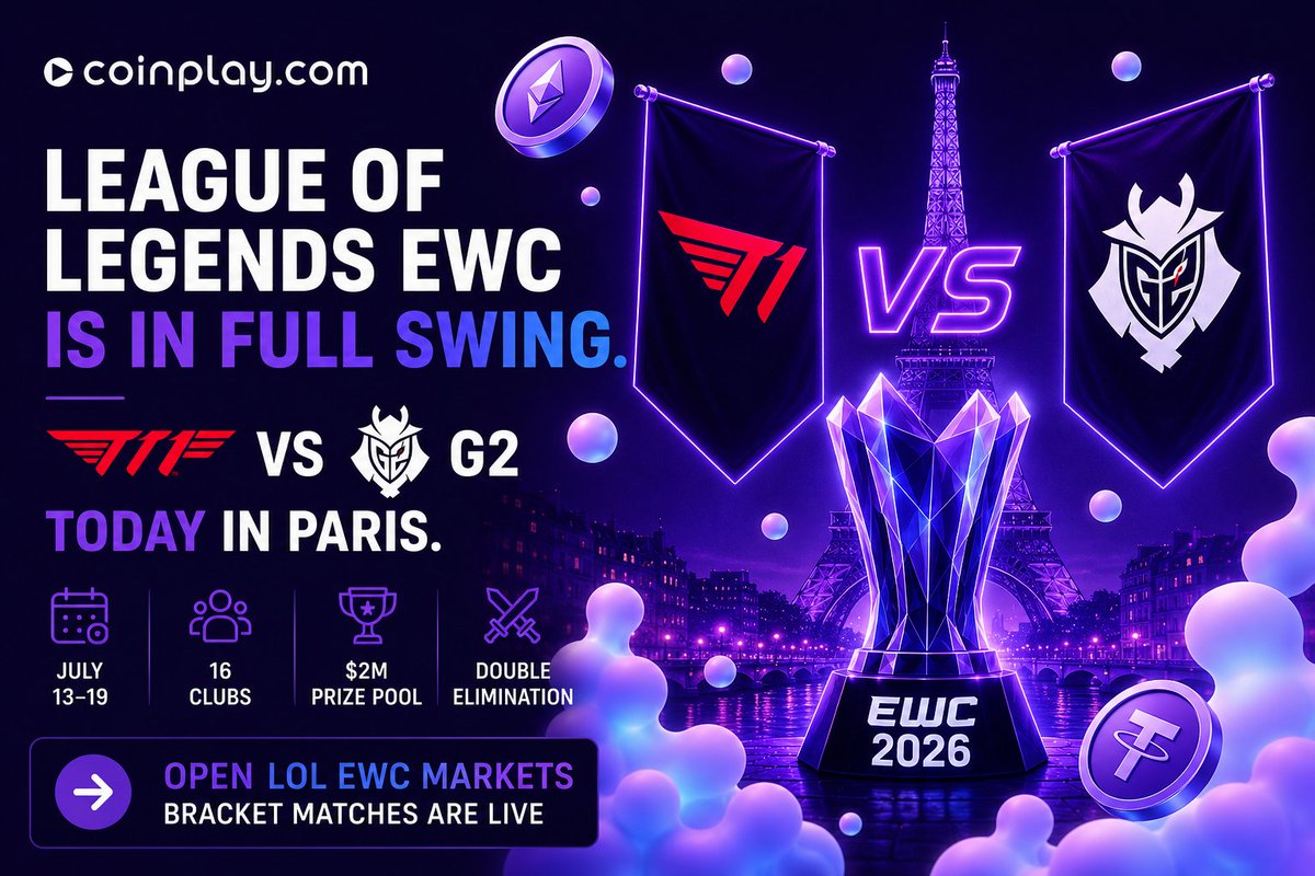 thecoinplay's tweet photo. ๐ฎ T1 VS G2. PARIS. TODAY.
LoL EWC upper bracket โ winner controls their path to the $2M Grand Final.
No World Cup today. Paris doesn't care.
Who takes it? ๐
#LoLEWC #EsportsWorldCup #T1 #G2 #Coinplay https://t.co/STFwsMNizD