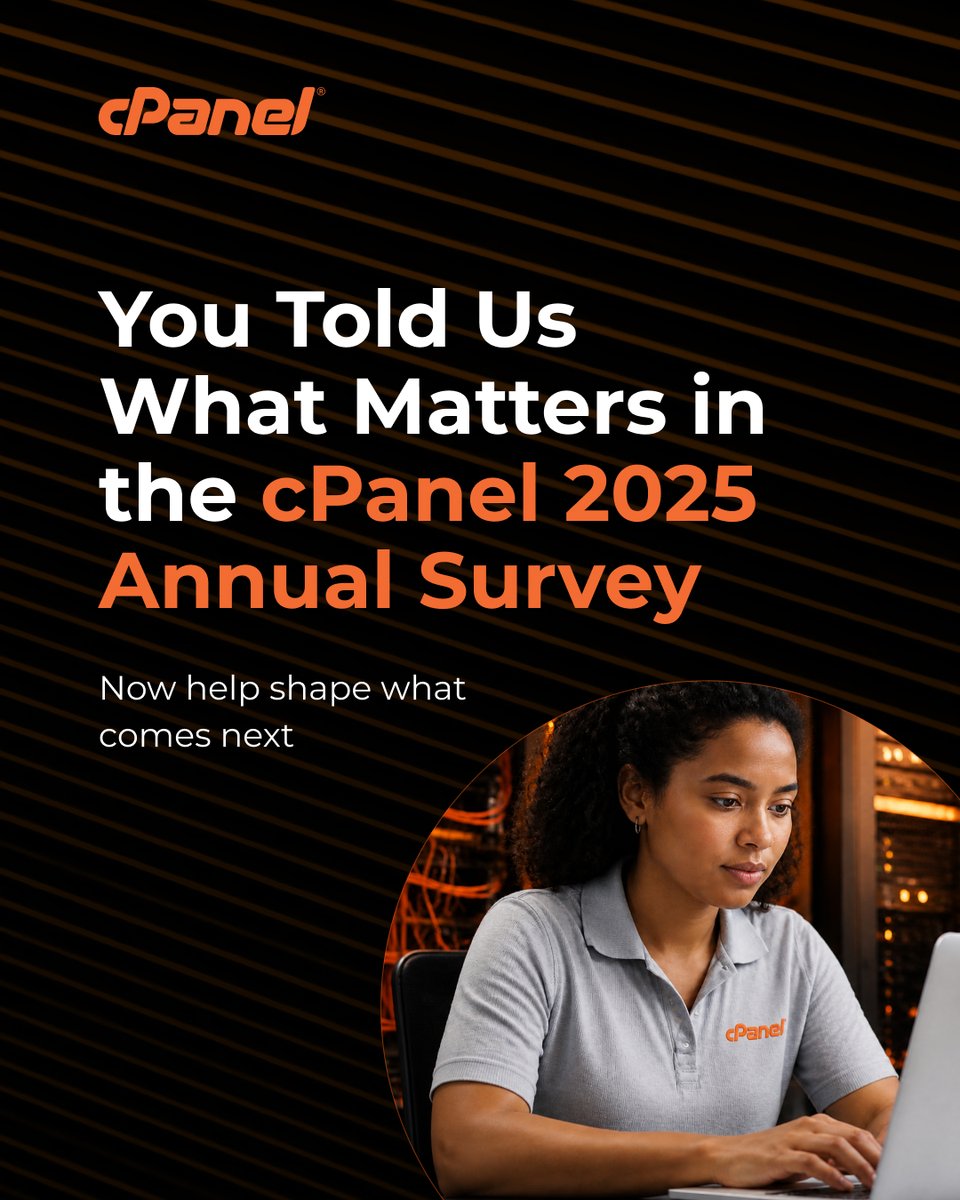 cPanel's tweet photo. What should the future of #cPanel look like?
As part of our 2025 cPanel survey, we asked users which features, improvements, and capabilities matter most to them.
Want to help influence what comes next?
Join the cPanel UX Research Program 👉🏻 https://t.co/7twvAyBgJN https://t.co/jFphMXkHow