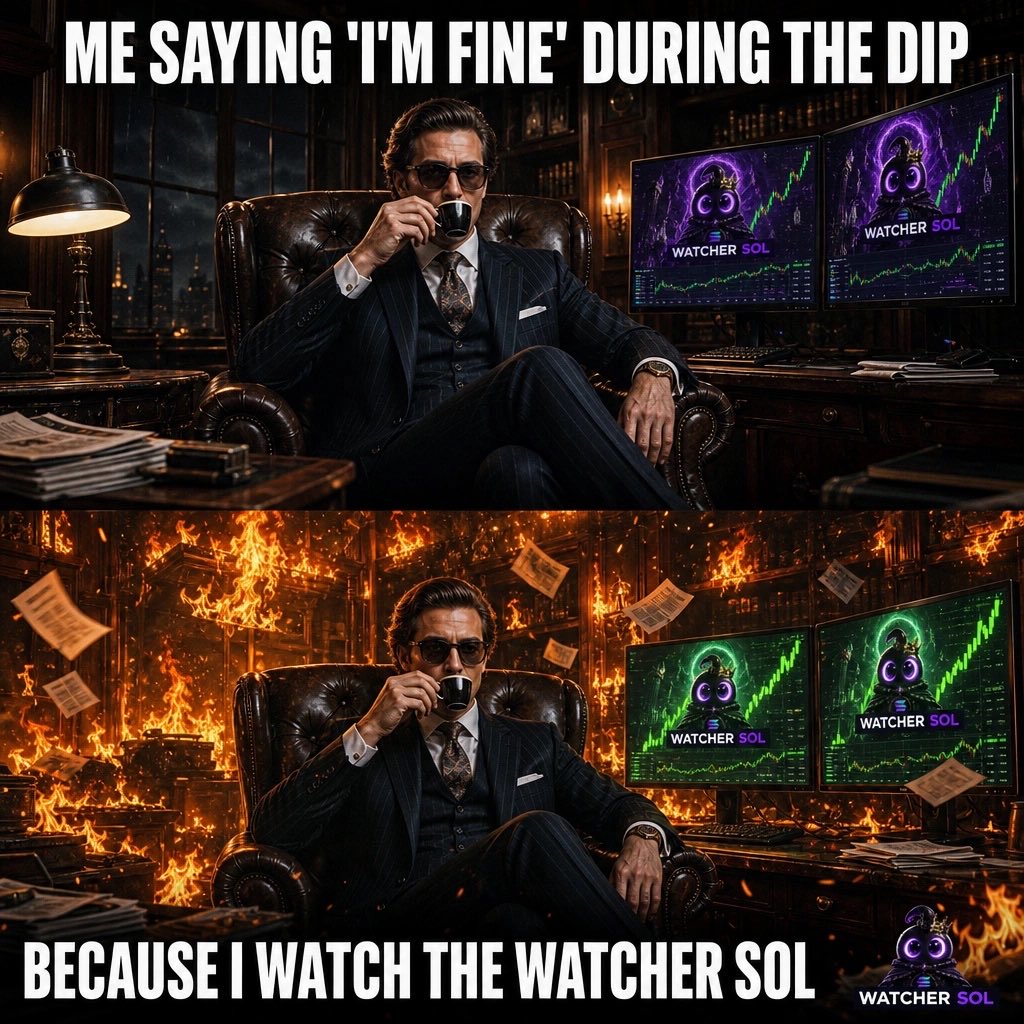 TheWatchersZzz's tweet photo. 😂 Me saying “I’m fine” during the dip…
Because I watch THE WATCHER SOL 🔥
Markets burning?
I’m still sipping my coffee calm.
The eye never sleeps.
07/08/26 is coming and the new era has already begun.
Who else is diamond hands here?
Comment “WATCHER” if you’re chill in the fire 👀
#WatcherSOL #DiamondHands #ImFine #07/08/26 #TheWatcher #Solana #CryptoMeme