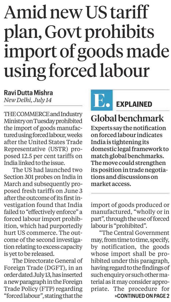 UPSC_Solulu's tweet photo. ๐ฏ๐ฟ Govt bans forced labor goods import.
SOURCE-IE
#UPSC #BPSC #UPPCS #UPSCPrelims #UPSCMAINS #upscguide #upscaspirants #upsc_mains #Editorials #USA #TradeDeal https://t.co/OnKsp4SPob