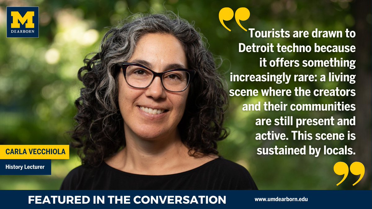 UM_Dearborn's tweet photo. UM-Dearborn history lecturer Carla Vecchiola recently discussed Detroit “techno tourism” in The Conversation: https://t.co/0C6MQJtoTf https://t.co/otHPqSuMrI