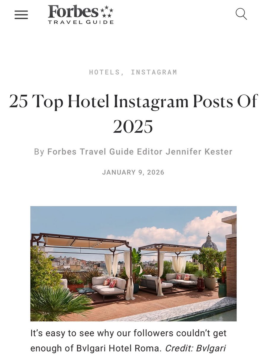 andreavetraqmvk's tweet photo. I’m incredibly proud and grateful to share that my reel for  has been named Forbes Travel Guide’s most popular hotel Instagram post of 2025 — making this the second consecutive year my work tops the list.

This is exactly why I love what I do: transl... https://t.co/hRs1EVQuyf
