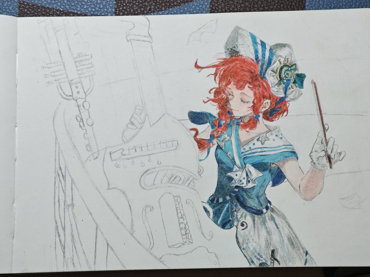 BeaterrrZ's tweet photo. Here comes one of the toughest parts😶how to color the instrument and background，nice and clean😑
#Reverse1999 #barcarola #art #coloredpencil https://t.co/8vrJLGdpxN