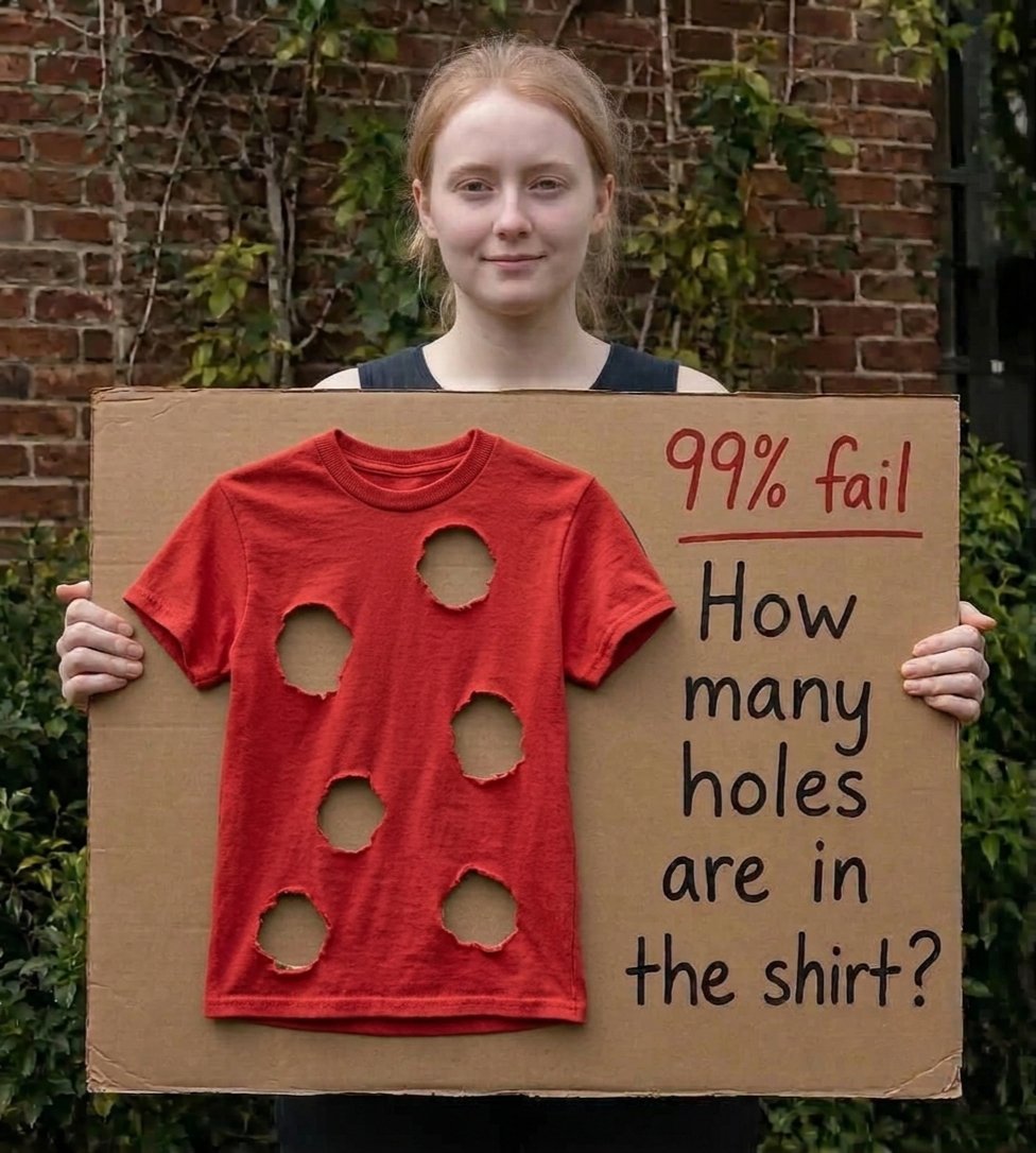 24hourKnowledge's tweet photo. How many holes are in shirt? https://t.co/CUXzk5YZ1t