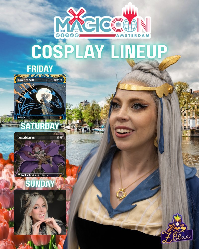 ZBexx's tweet photo. MAGIC CON AMSTERDAM ➡️ See my cosplay lineup &amp; schedule *INCLUDING* group dances &amp; meet times 💖

All dances will meet up at Creator Central! Please please if you want to do collabs send me a DM or say hi and ask when you see me~ I'm down!

#MCAmsterdam #mtgcommunity #magiccon https://t.co/b35IyxXQuS
