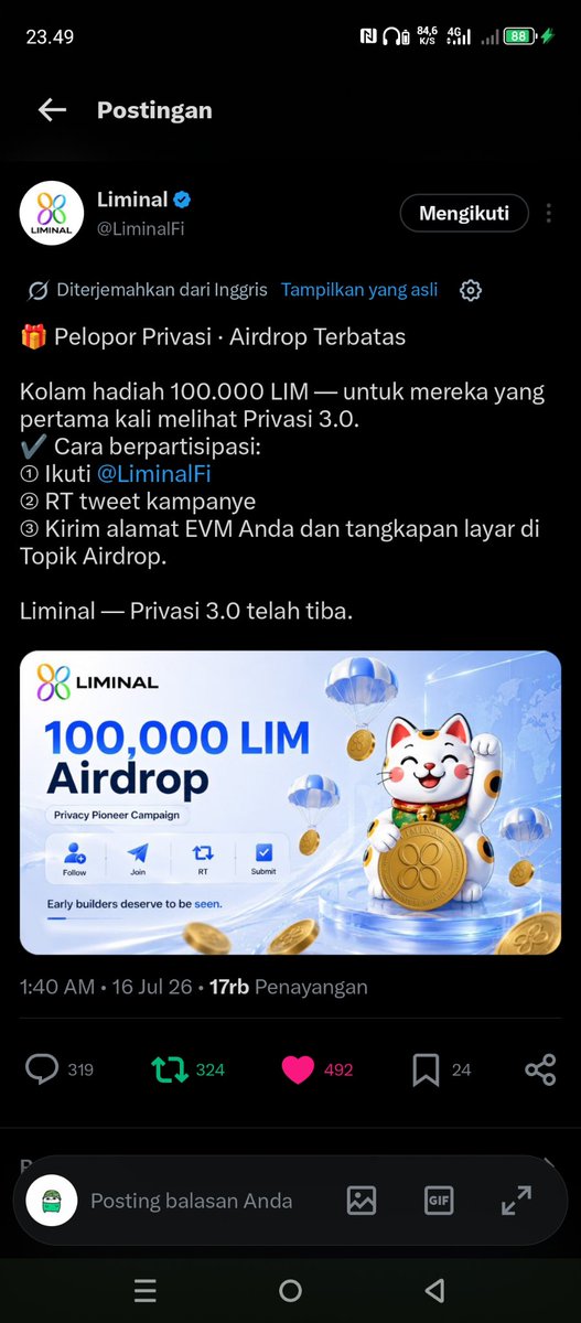 Earlang12's tweet photo. @LiminalFi 0x640067AA26FA2ABeE78C6e856d157ddd426732Ac https://t.co/OjKvhzmBv7