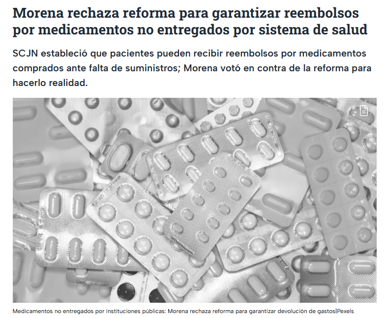 MLopezSanMartin's tweet photo. Morena rechazó una reforma para garantizar el reembolso por medicamentos que los pacientes compren ante el desabasto

La SCJN determinó ese derecho desde 2023

La iniciativa buscaba convertirlo en ley, pero no avanzó en la Cámara de Diputados

📹 @AztecaNoticias https://t.co/EK7gt9HYeY