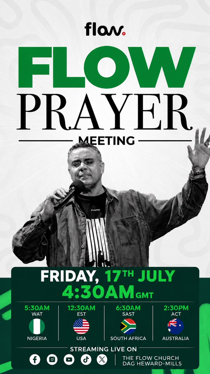 EvangelistDag's tweet photo. Prayer is your opportunity to call on God to intervene on your behalf.
Men always ought to pray and faint not.
Join Dag Heward-Mills tomorrow for FLOW Prayer Meeting.
You will be glad you prayed https://t.co/D008FegyoF