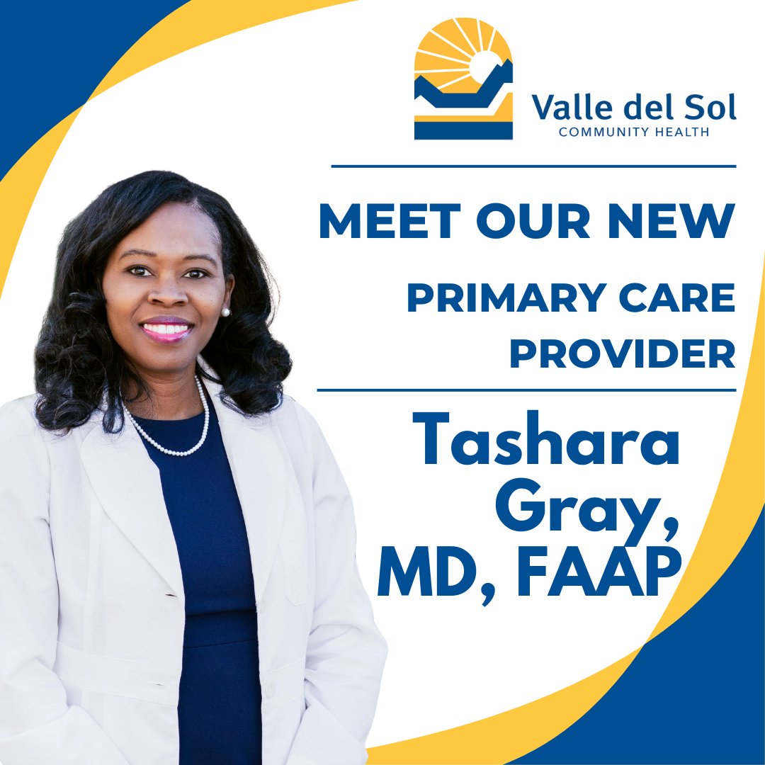 ValledelSolAZ's tweet photo. We’re excited to welcome Dr. Tashara Gray, Board-Certified Pediatrician, to our newest clinic -- Arizona Autism Family Medicine, a Valle del Sol Clinic! https://t.co/1YuLiD0tWM