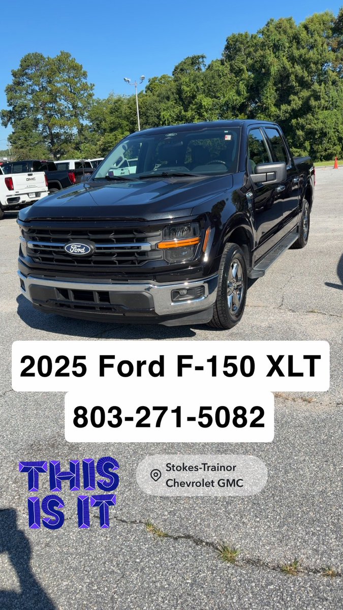 JeffRoberts2117's tweet photo. 😎New on the lot! 
2025 Ford F-150 XLT
3.5L RWD Agate Black
Clean CarFax 1 owner. 

Stokes-Trainor GMC Chevrolet. 

Excellence is our standard

For more information
803-276-8888
https://t.co/o8pUJK56FE

#thankful #lovemyjob #hereforyou #youdeserveit #vehicles #trucks #SUVs https://t.co/R5ywHqL4gf