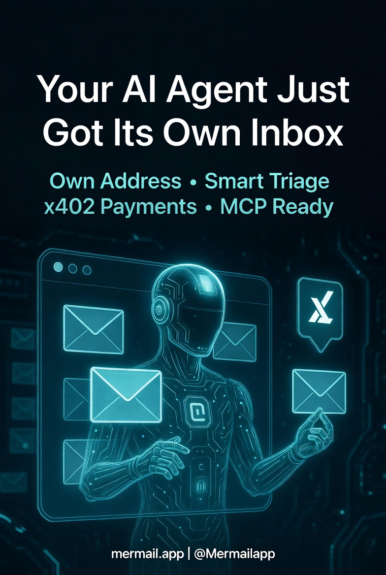velonix_gg's tweet photo. Your AI agent shouldn’t just summarize your inbox.

It should own one.

@Mermailapp  gives your agent its own email address, its own identity, and real infrastructure to actually do things — not just tell you about them. https://t.co/MmTYGkn175