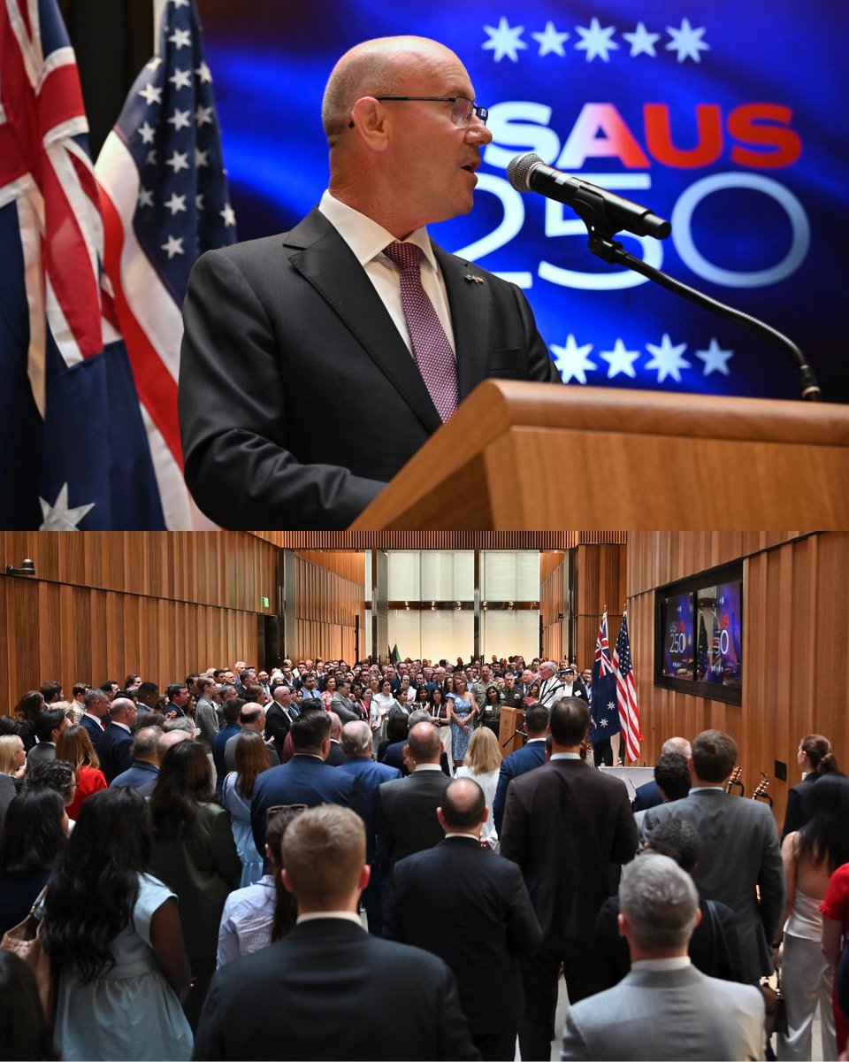 AusAmbUSA's tweet photo. Last night we reflected on what the United States has meant to the world, and to Australia.

Great to join members of Congress, the Administration and the US-Australian business community at the Embassy in Washington DC to reflect on 250 years of political, economic, and cultural intersections between the US and Australia.
