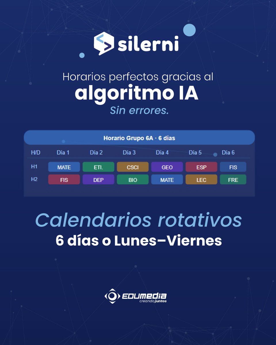 edumedia_tech's tweet photo. Silerni: academia, finanzas y familias en una sola plataforma 🚀

Horarios con IA · paneles en vivo · laboratorio de idiomas

Edumedia × educación digital
#Silerni #EdTech #IAEducativa

https://t.co/MJZXOcOBlJ https://t.co/iqujIeZnwR