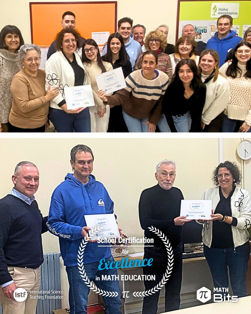MathBits's tweet photo. Este curso hemos inaugurado el Certificado de Excelencia en Educación Matemática, una nueva distinción de la @ISTFoundation que reconoce a los centros comprometidos con una enseñanza de las matemáticas basada en la evidencia y orientada a la comprensión profunda. https://t.co/lJ6Azv5MNT