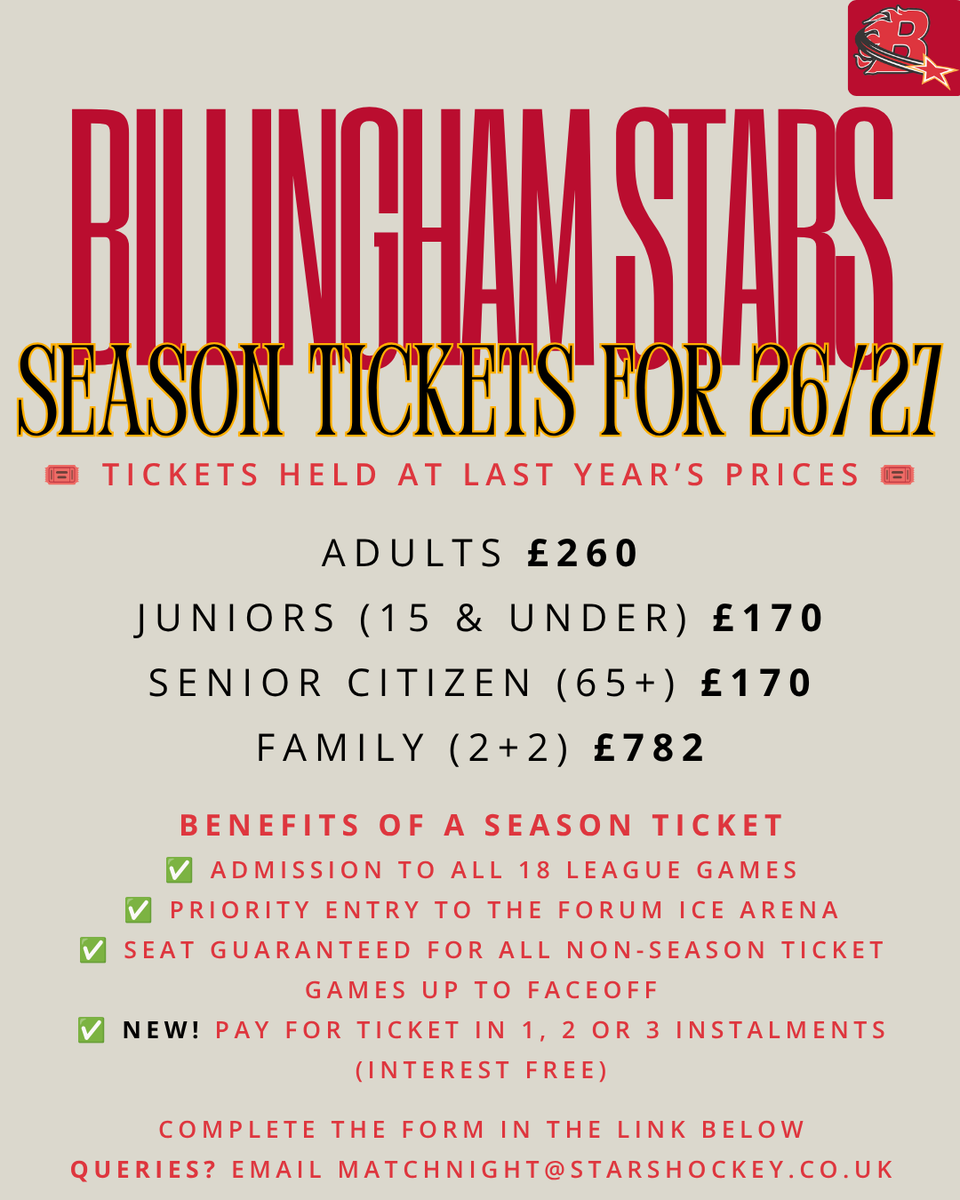 billinghamstars's tweet photo. Once we have our fixtures, you'll be wanting to buy your tickets to watch #OurStars in action! We're delighted to say all tickets have been kept at last year's prices!
Season tickets are available via this application form: https://t.co/kaELD7OV9s https://t.co/0XjJVaep7v