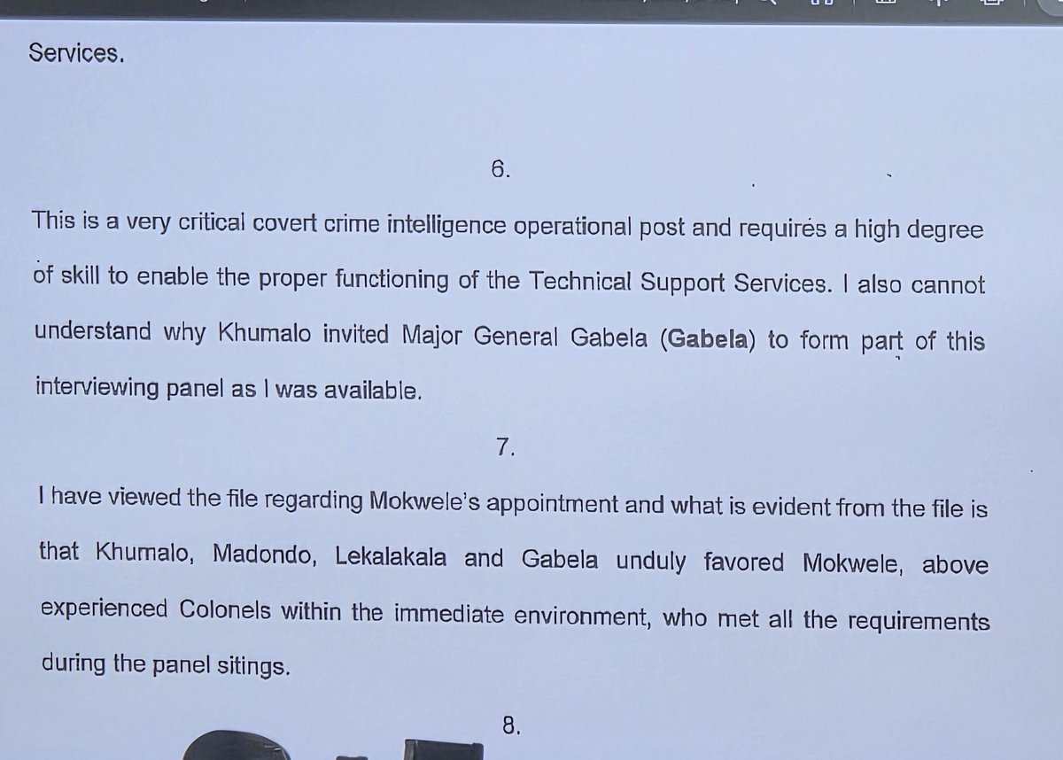 pule_jones's tweet photo. The commission was dealing with General Khan's affidavit speaking about the post. Commissioner Khumalo says even then, lawyers and people from other professions could apply. Khumalo says the requirements were not made to favour Mokwele.
In 2023, Khan was a member of the panel.

The commission asks Padayachee if it was proper to take a file relating to Brigadier Dineo Mokwele’s appointment to Khan. Padayachee says that he noted it but did not see it at that time when he was interviewing Khan. Sello says it's highly improper. Sello says he was influencing Khan’s statement for the criminal investigation.

@eNCA