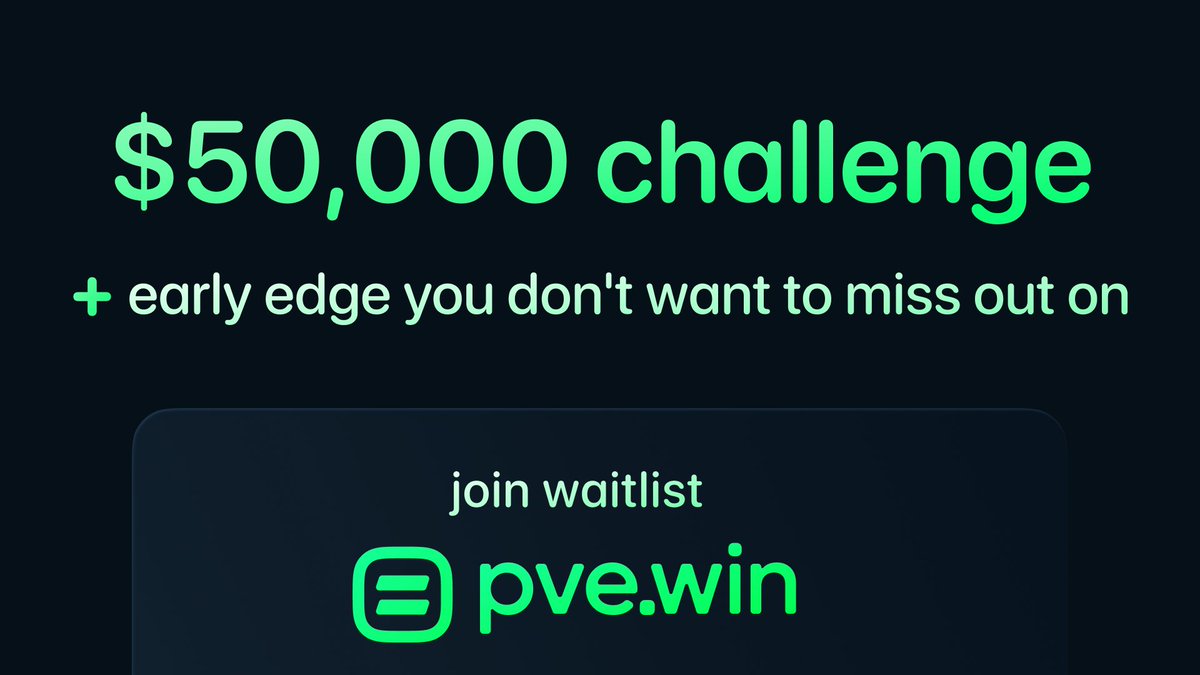 pvewin's tweet photo. join the waitlist to be eligible for:

- $50k contest
- $10k for top referrals, $40k for top pnls
- points that will grant you an edge at launch

join now, closing soon: https://t.co/DTpRqdg4EO https://t.co/zmDym6tYqq