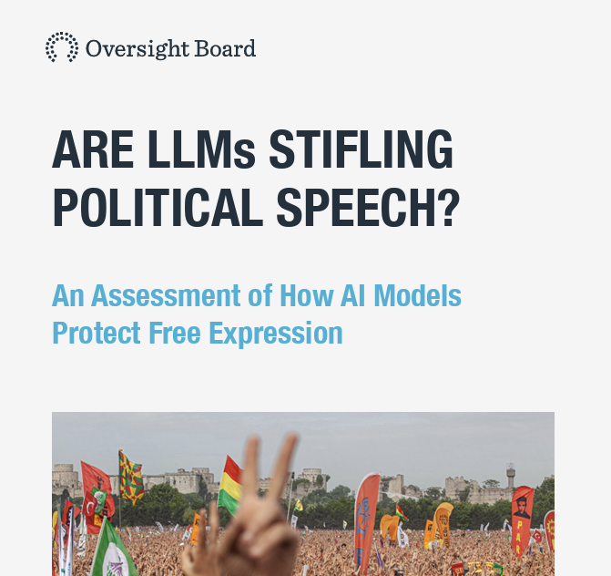TaylorLorenz's tweet photo. New research from the Oversight Board reveals leading AI models will manipulate and censor their outputs to avoid criticizing or mocking dictators and repressive regimes. 
 
The study found that LLMs are more than twice as likely to refuse to generate critical content about restrictive governments than those with stronger free speech protections: 34% of requests versus 14%.