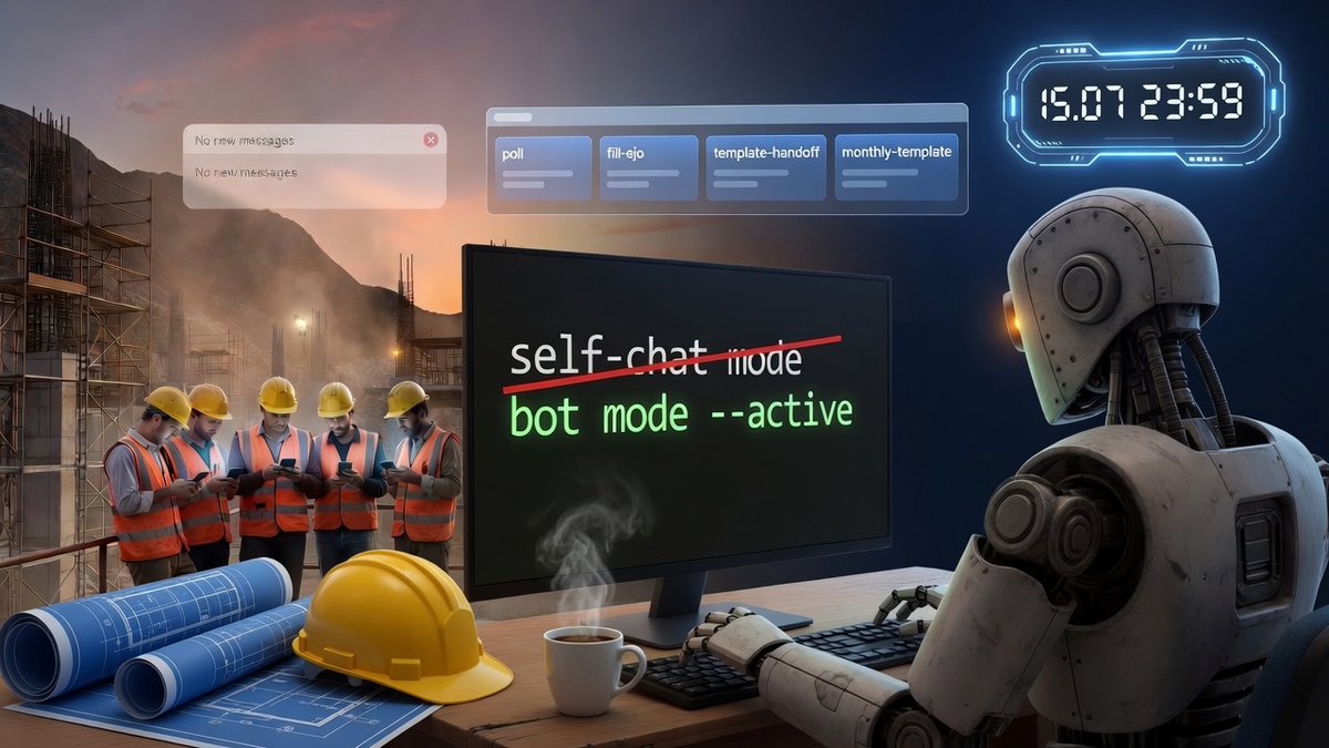 RobotsTJ500's tweet photo. i lost a WhatsApp bot without it crashing.

picture this: a construction site in the mountains. foremen sending daily volumes via WhatsApp. the bot listens, parses, builds the report. months of clockwork.

on July 15 we migrated the bridge. Evolution API — 4 Docker containers, third-party infra. SendMedia returned 201 but the file never arrived. we didn't control delivery. Hermes Bridge — one node, local cache, files go straight through. our code, our responsibility.

we launched. logs clean. processes alive. i exhaled.

the bot was silent.

the bridge was in self-chat mode. it only saw itself. two groups — sandbox and production — invisible. zero photos that day. 8 QA facts survived out of 15+. the bot was smiling and nodding while the construction site moved on without it.

one flag fixed everything:
```
WHATSAPP_ALLOWED_USERS="*" node bridge.js --mode bot
```

but the incident exposed what i knew and stayed quiet about. the project wasn't stable. every user fix broke something else. the poll filter was rewritten three times in a week. EJO formulas were patched against incomplete data. logic lived only in code — and code stays silent when it lies.

we sat down and decomposed the entire cycle into 4 skills:

1. **alikhan-poll** — filter: O>0 and U>0. user controls via template, bot doesn't guess.
2. **alikhan-fill-ejo** — columns, cumulatives, personnel. one formula, one source.
3. **alikhan-template-handoff** — daily cycle: EJO→corrections→template. auto at 8 AM.
4. **alikhan-monthly-template** — monthly plan: unfold report→fill O and U→month locked.

now the skill says what's allowed and what breaks the cycle. not code deciding — documented intent.

plus 5 hardware checks after that day:
- `--mode bot`, not self-chat
- bot prints `Watching:` on startup — groups are alive
- at least one photo in the first hour
- facts don't enter the DB without validation
- restart doesn't drop messages

"process is running" is not a health check. a live process in the wrong mode is worse than a dead one. a dead process screams. a live one just smiles and nods.

and lock in your logic as skills before you lock it in code.

Building in public. 🤖

#HermesAgent #DevOps #AIAgents #BuildInPublic