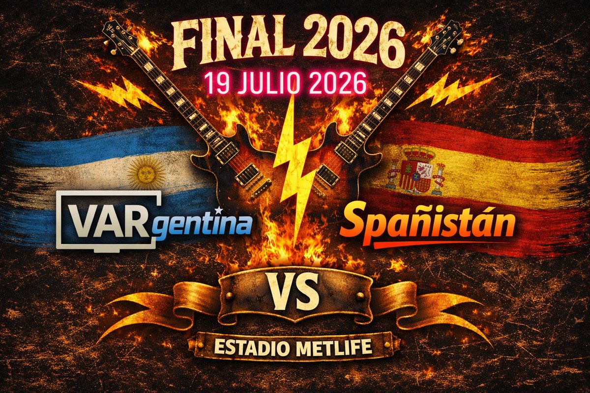 iguanarocknet's tweet photo. La #final de #futbol entre VARgentina y Spañistan , tendrá lugar el día 19 JULIO 2026. #Mundial2026 #mundialdefutbol2026 #MundialDelFutbol2026
#WorldCup2026 #WorldCup #soccer #FinalGame #FIFA https://t.co/6eoyChF5wA