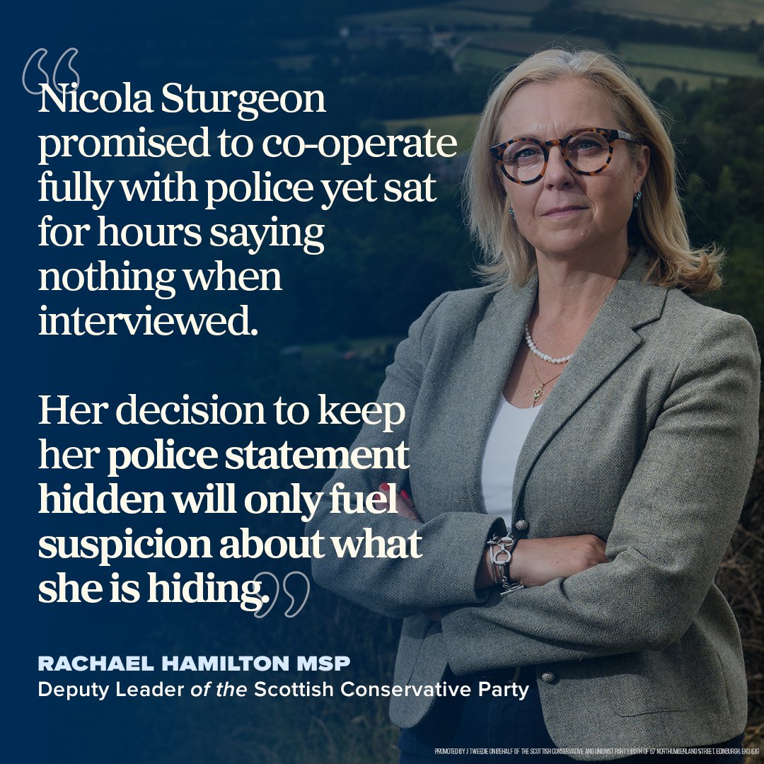 ScotTories's tweet photo. If Nicola Sturgeon has nothing to hide, why is she keeping her police statement secret?

Only an inquiry can reveal the full TRUTH 👉https://t.co/TQdot7nBpJ https://t.co/t0Vnc2ftuw